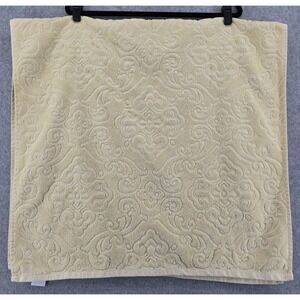 Vintage Country Living Sculptured Floral Bath Towel Yellow Damask 26x50" Cottage